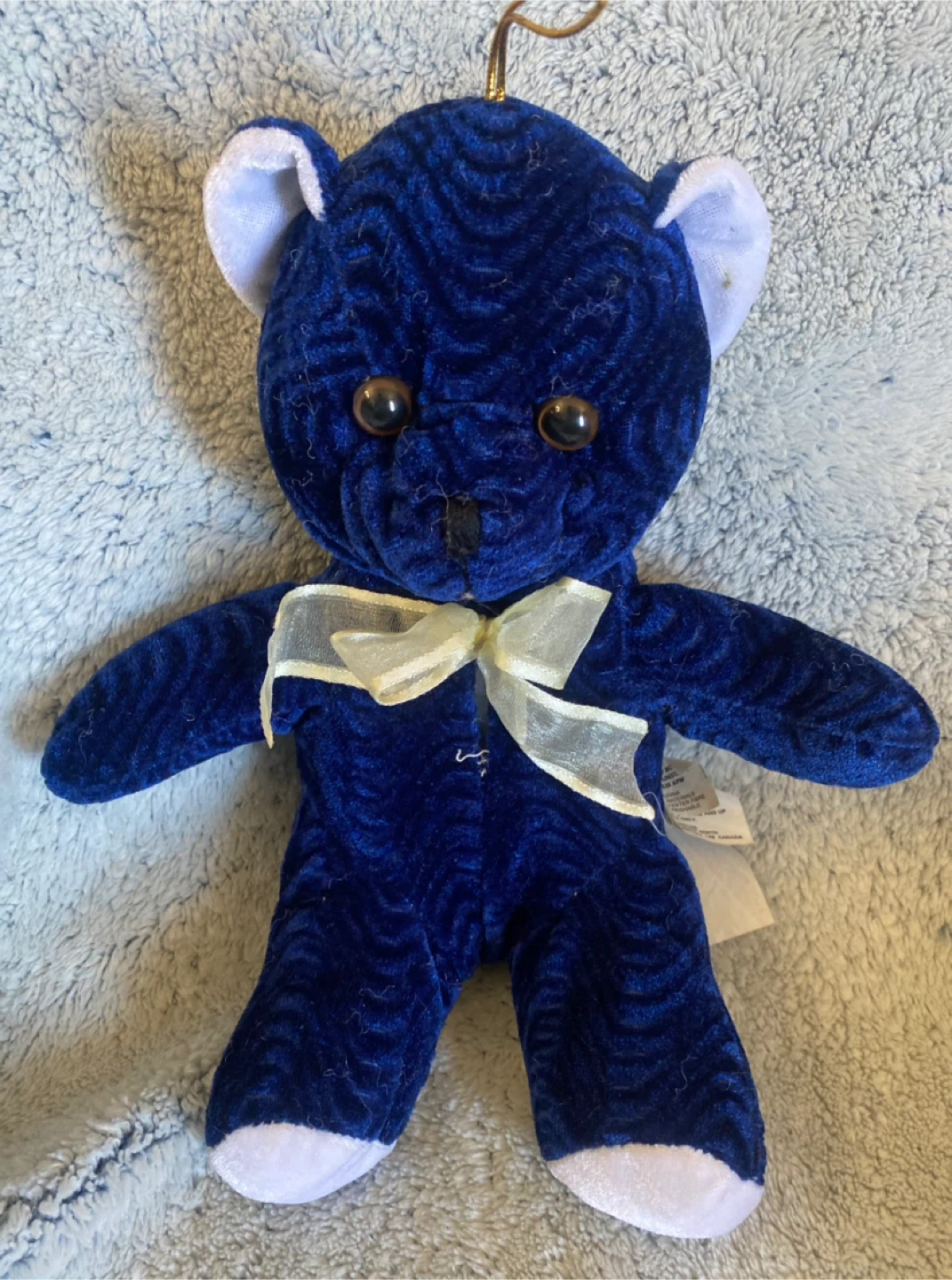 Vintage Royal Blue Patterned Teddy Bear – DIY Fix Opportunity