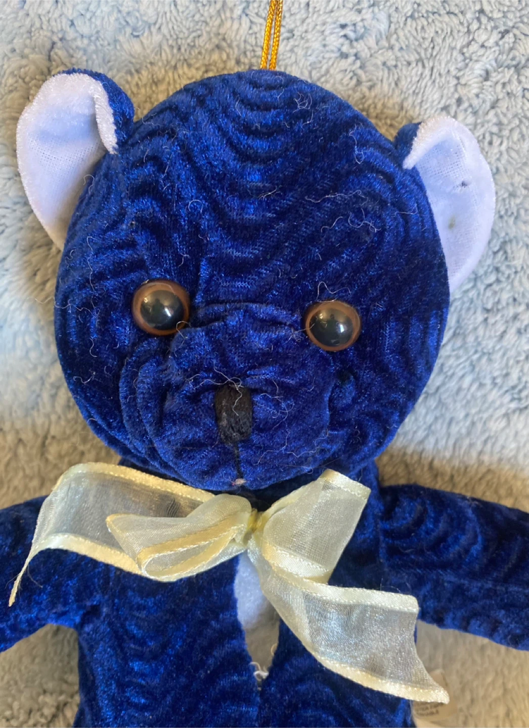 Vintage Royal Blue Patterned Teddy Bear – DIY Fix Opportunity - photo 3