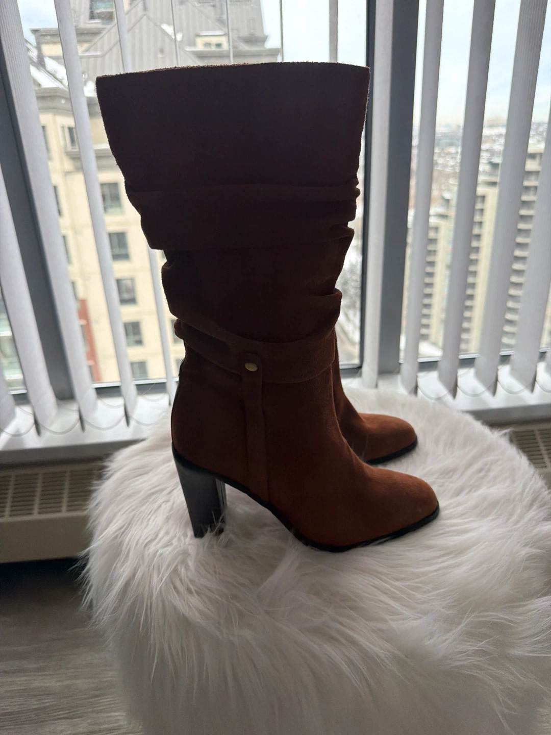 Designer Brown Suede Heeled Boots