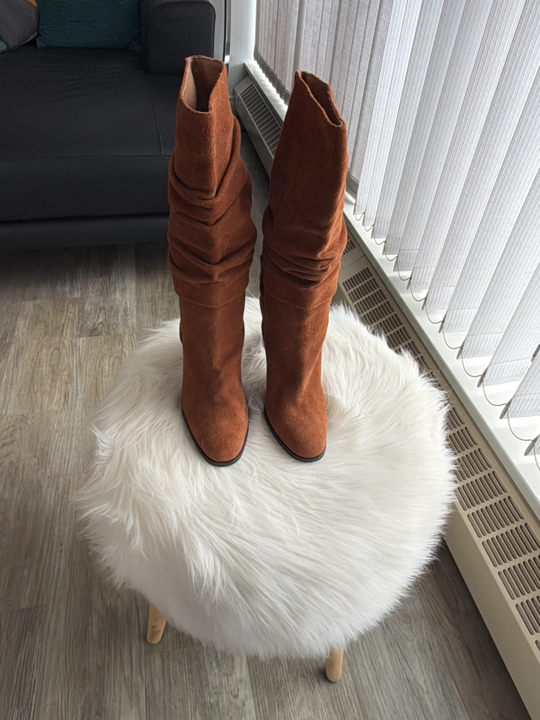 Designer Brown Suede Heeled Boots - photo 2