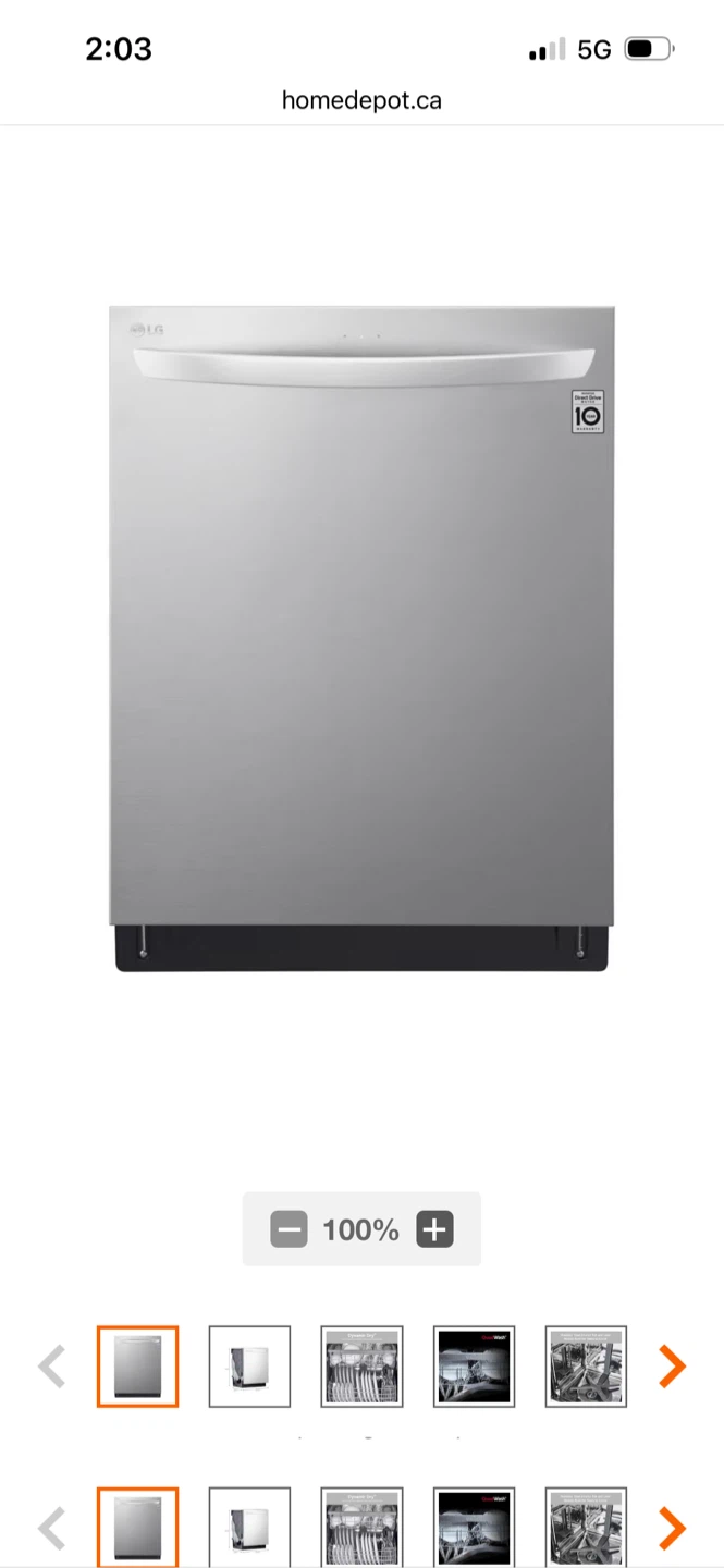 New LG Stainless Steel Dishwasher with Dynamic Dry