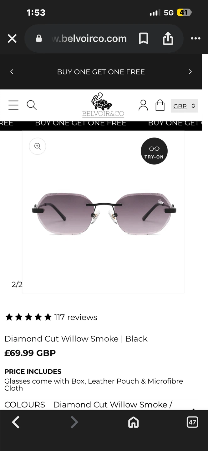 Belvoir & Co Diamond Cut Willow Smoke Sunglasses - Black