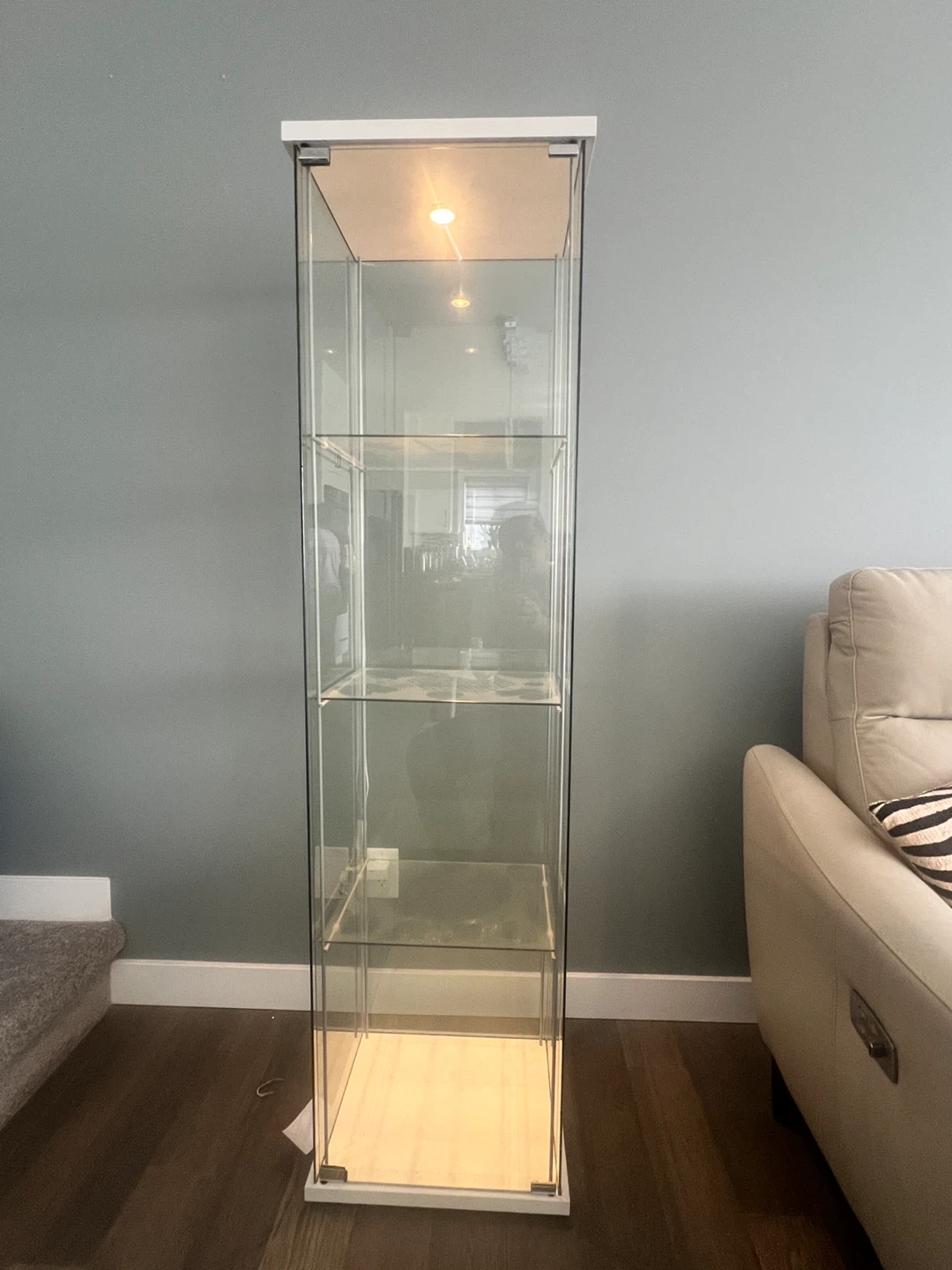 Glass Display Cabinet with White Frame