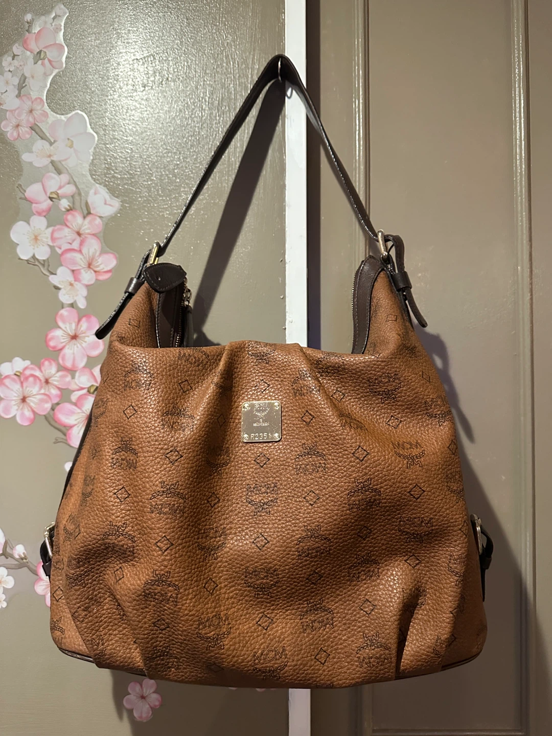 MCM Brown Monogram Hobo Bag