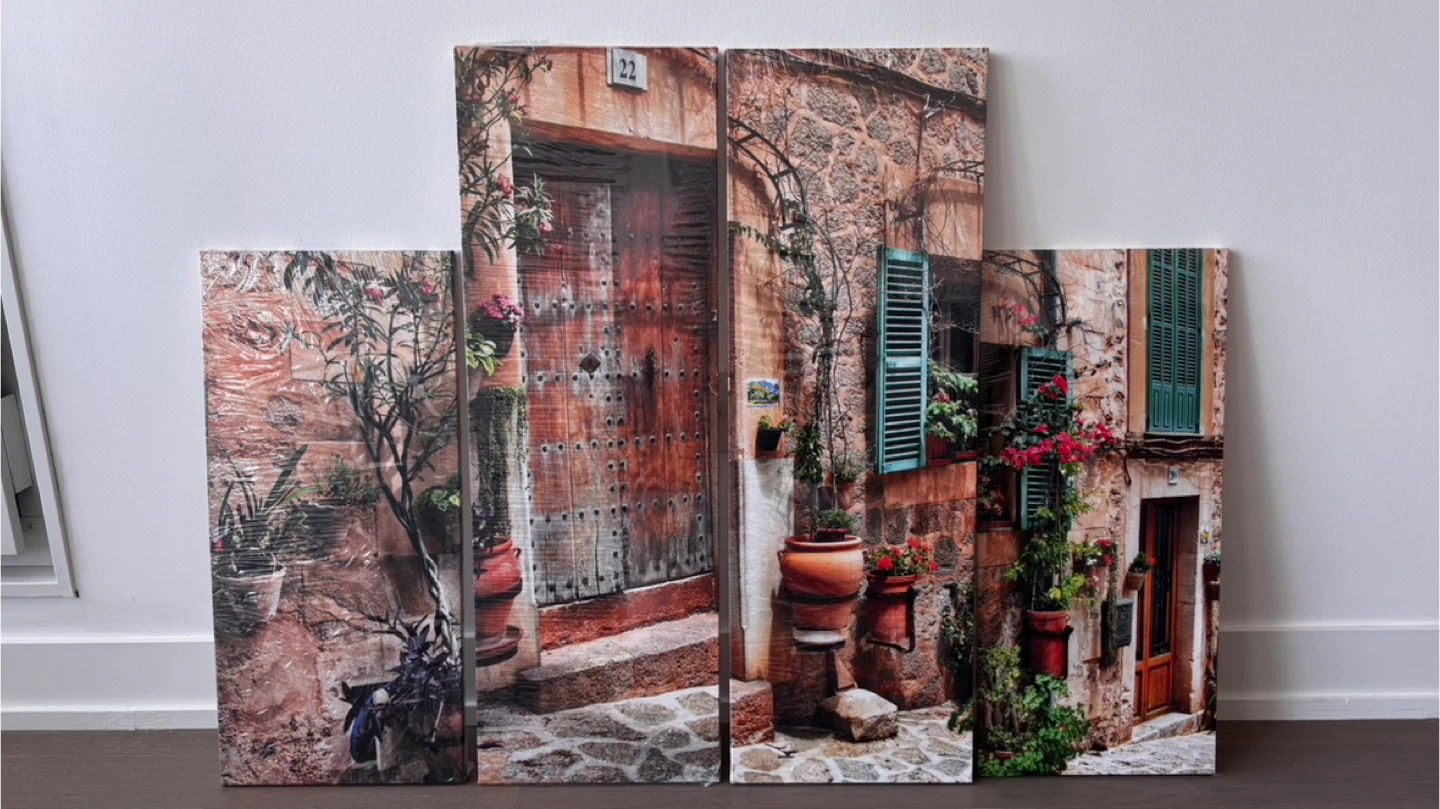 NEW Canvas Wall Art Set - Mediterranean Courtyard Scene - photo 2