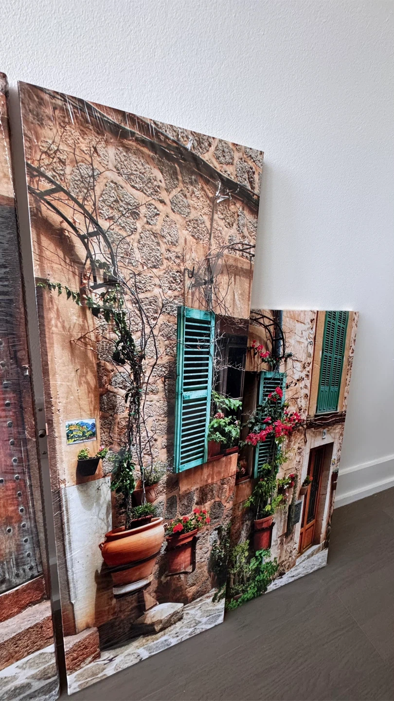 NEW Canvas Wall Art Set - Mediterranean Courtyard Scene - photo 4