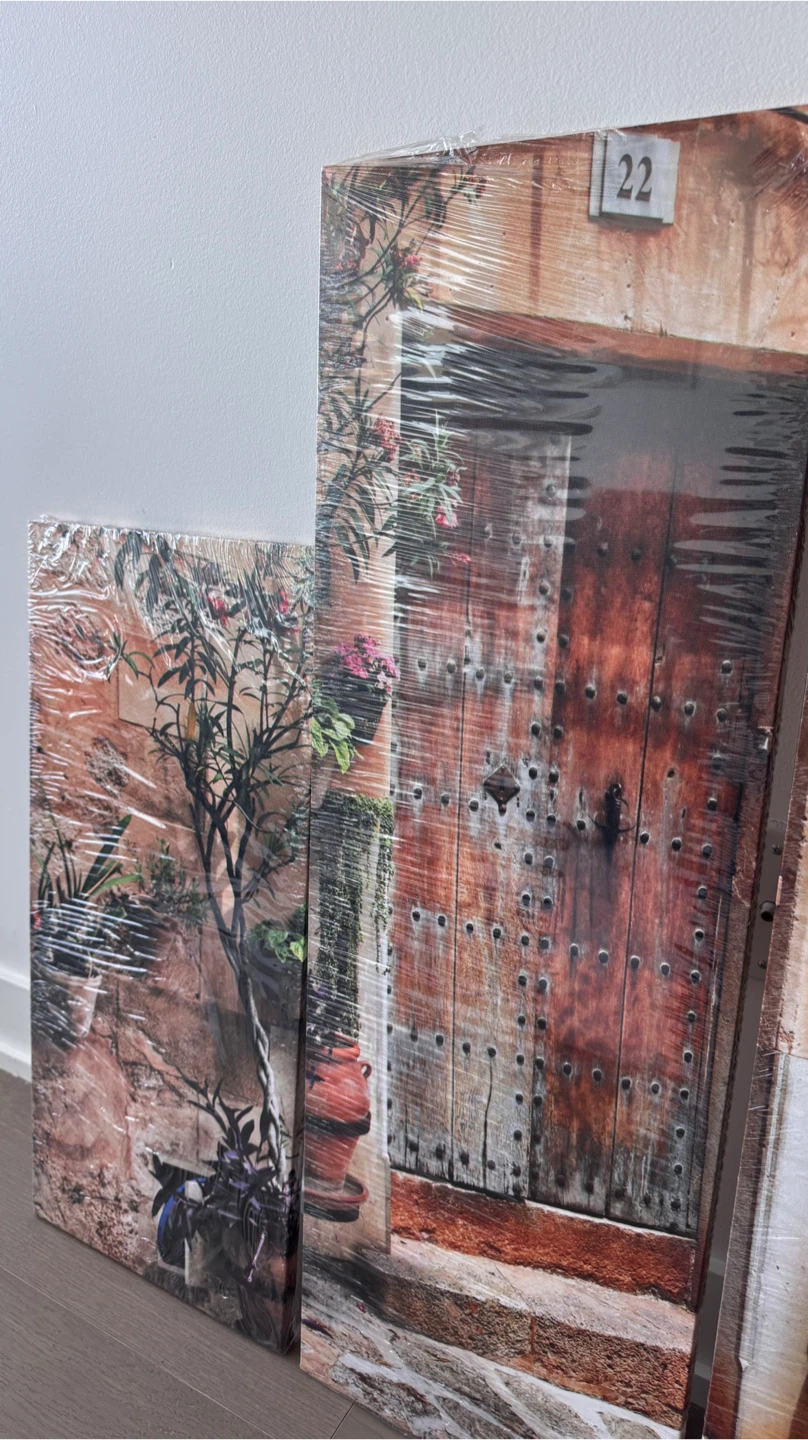 NEW Canvas Wall Art Set - Mediterranean Courtyard Scene - photo 3