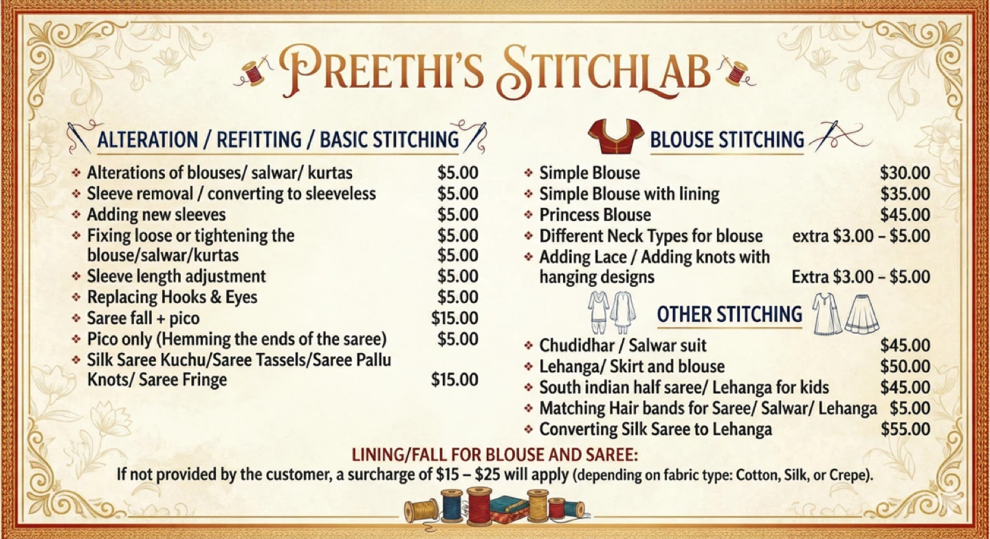 Preethi's Stitchlab - Stitching & Alteration Services