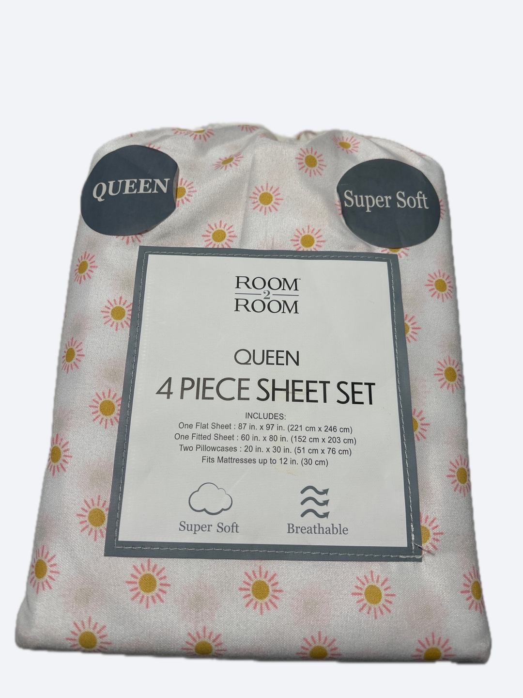 Queen 4 Piece Sheet Set - sun design