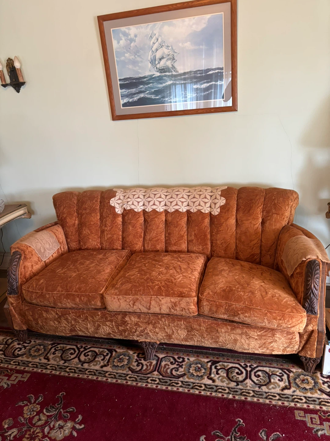 Vintage Velvet Armchair and Sofa Set