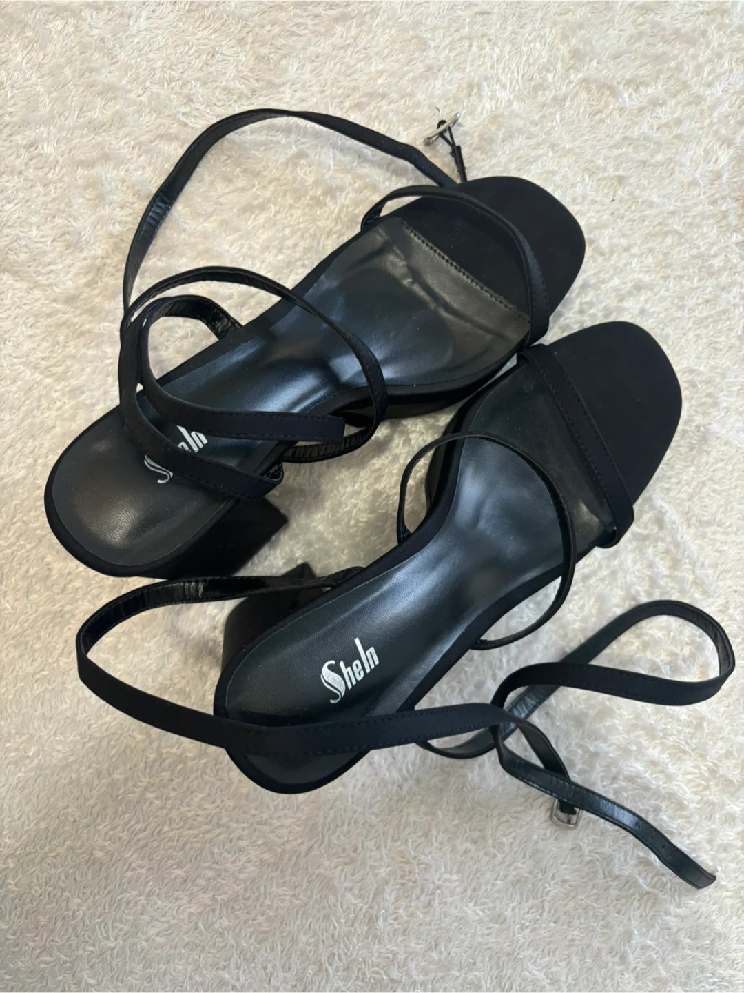 Shein Black Strappy Platform Block Heel Sandals