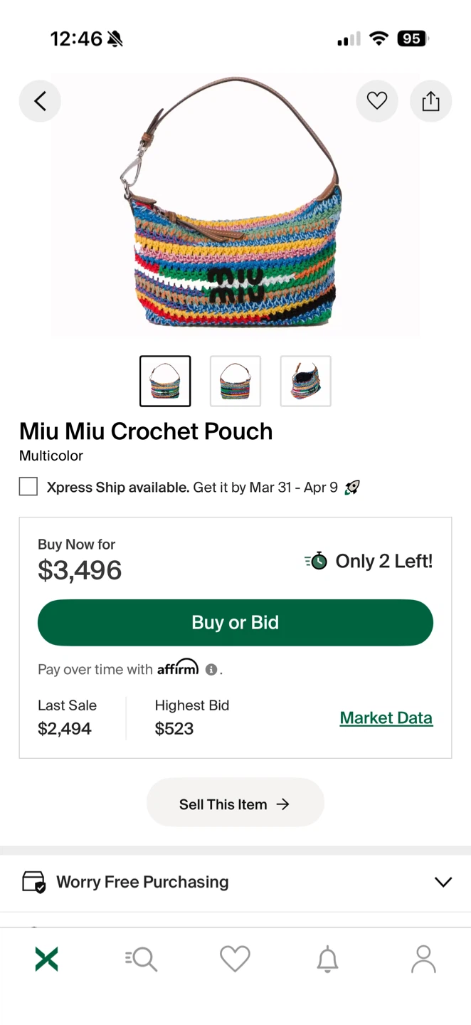 HANDMADE Miu Miu Inspired Multi-Colour Crochet Purse - photo 2