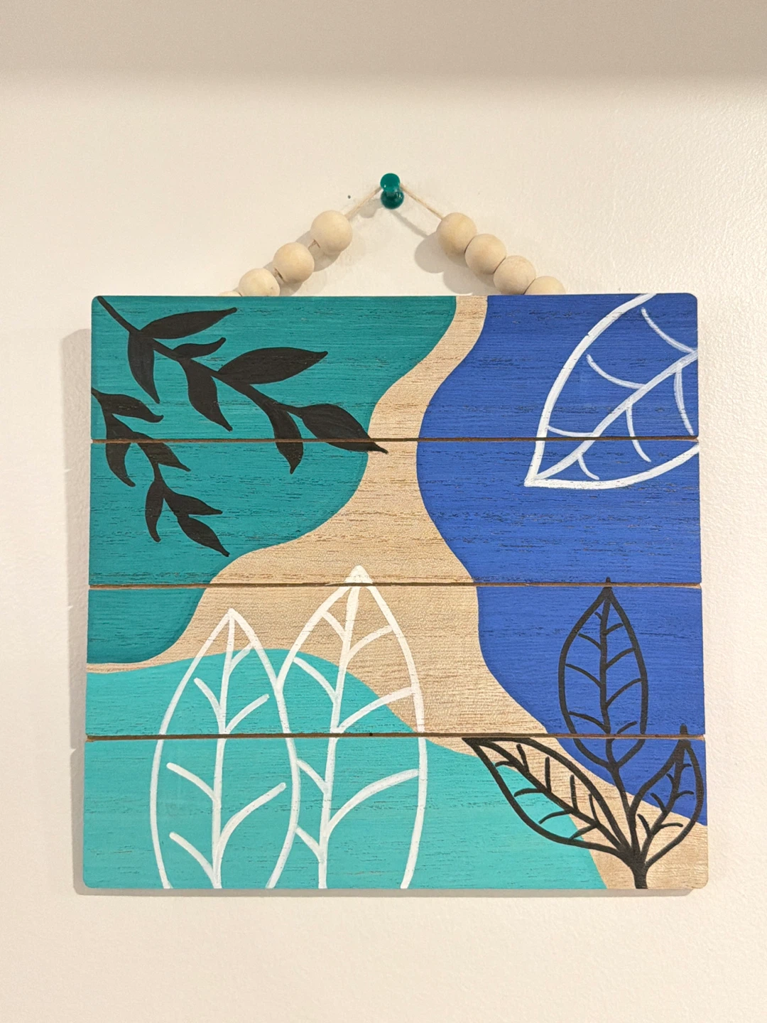 Wooden Wall Art with Leaf Design
