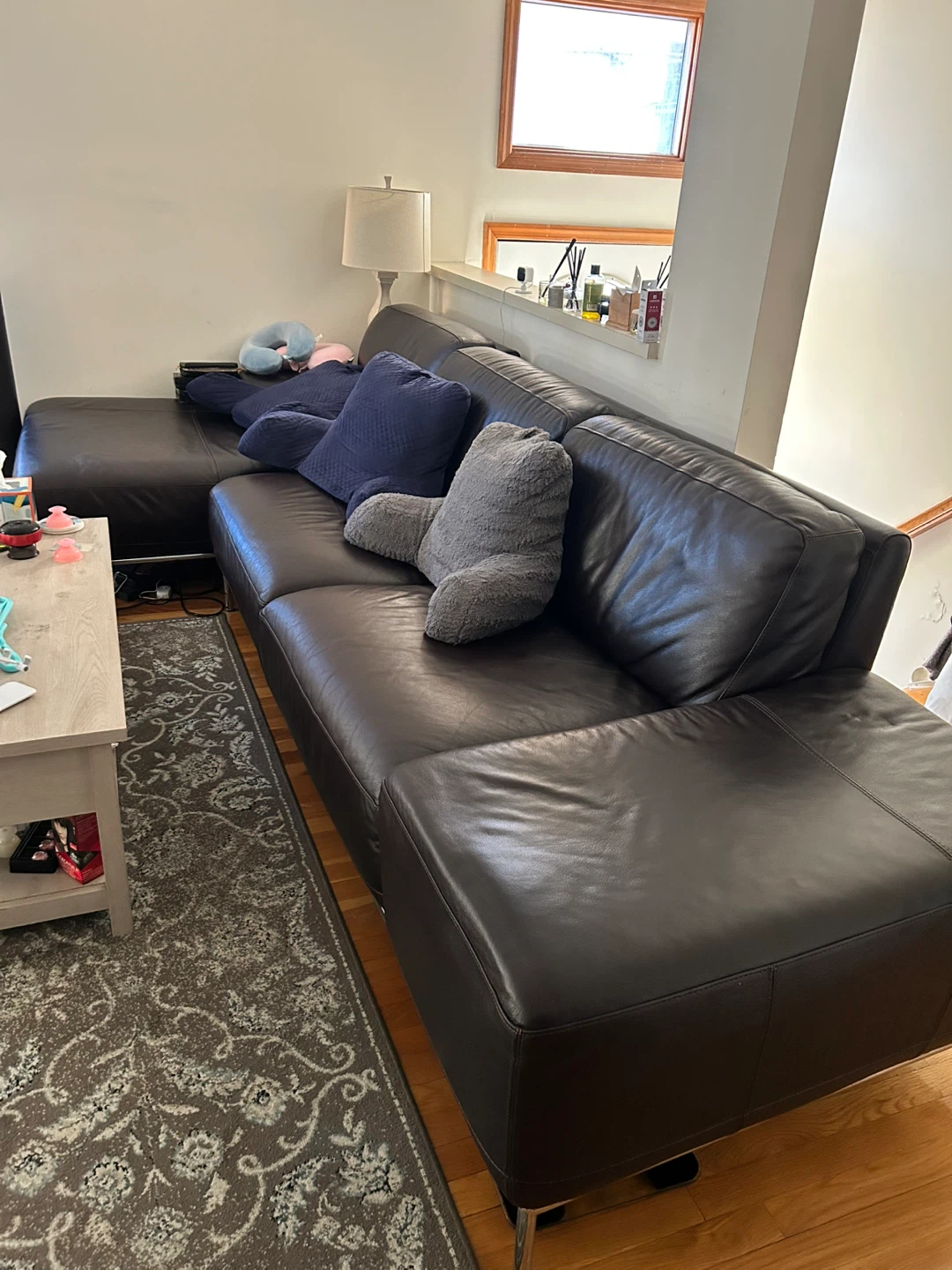 Dark Brown Leather Sectional Sofa