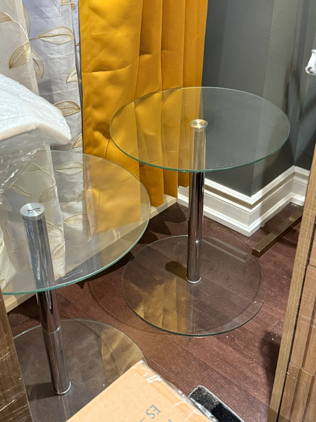 Bouclair Glass and Chrome Side Table