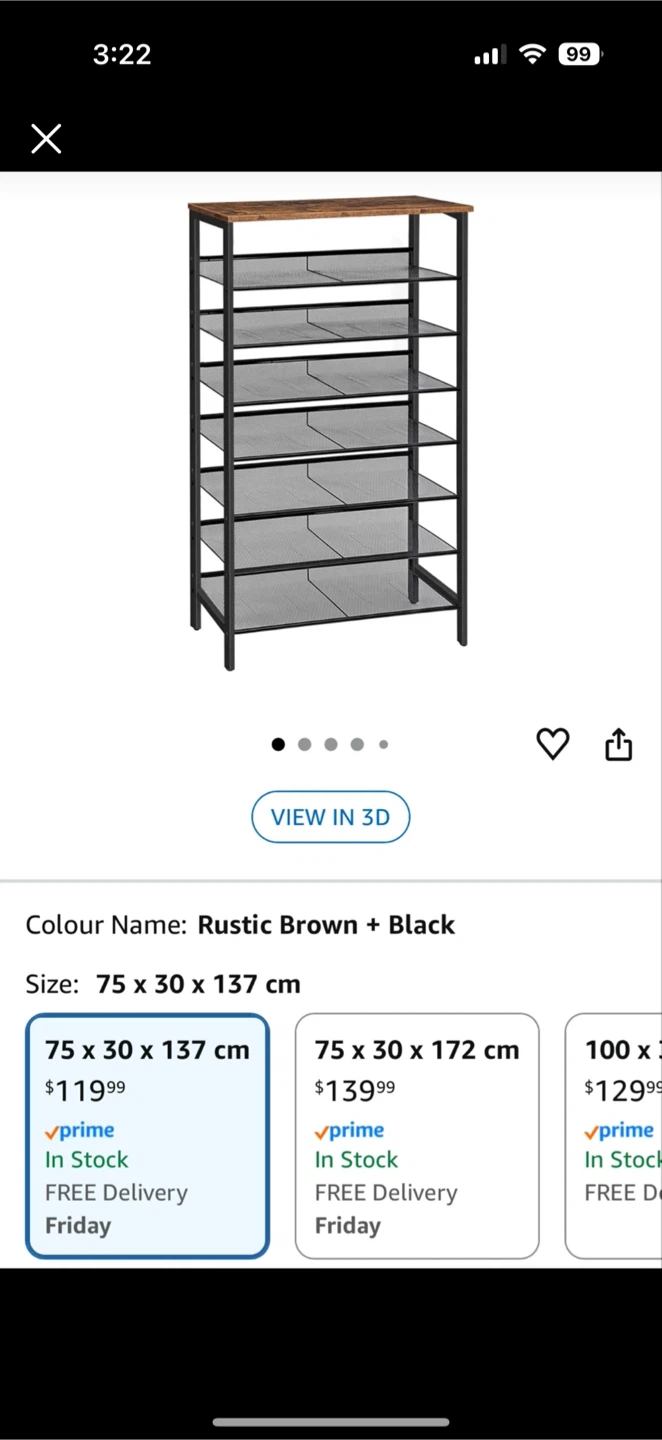 Rustic Brown + Black 7-Tier Shoe Rack 75 x 30 x 137 cm - photo 2