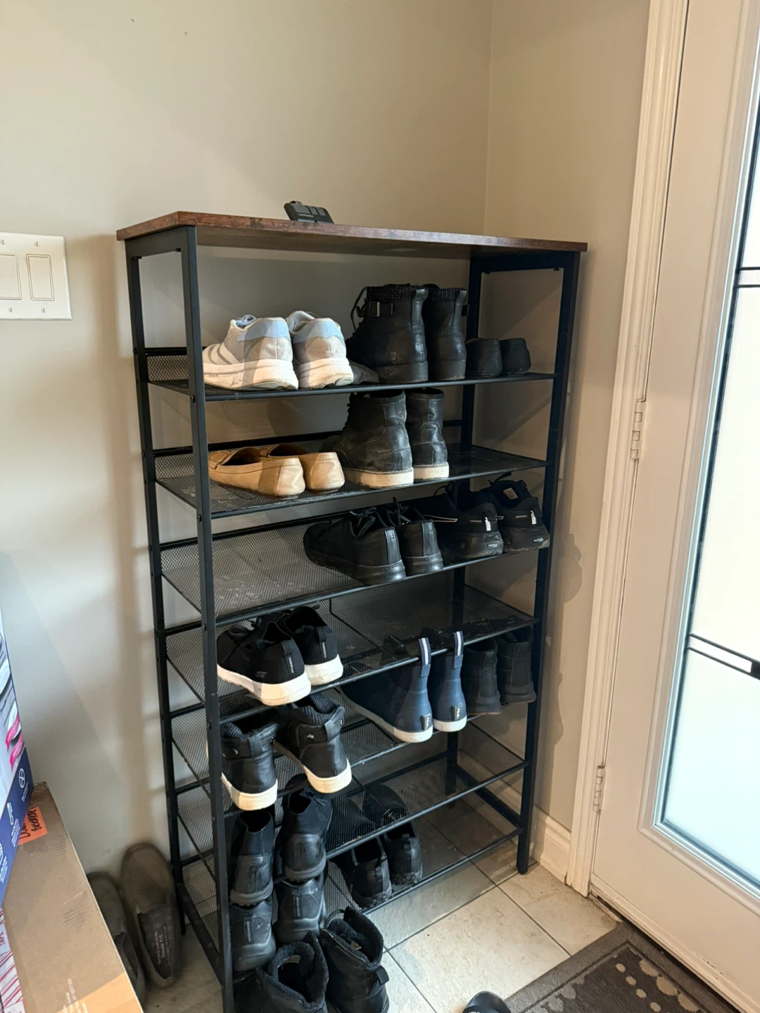 Rustic Brown + Black 7-Tier Shoe Rack 75 x 30 x 137 cm