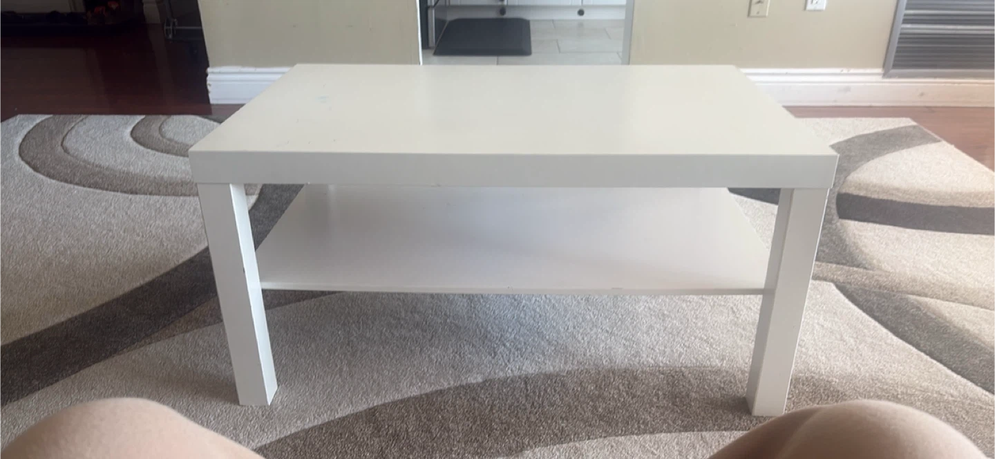 White IKEA Coffee Table with Shelf - photo 3