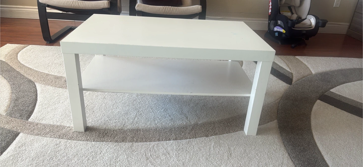 White IKEA Coffee Table with Shelf