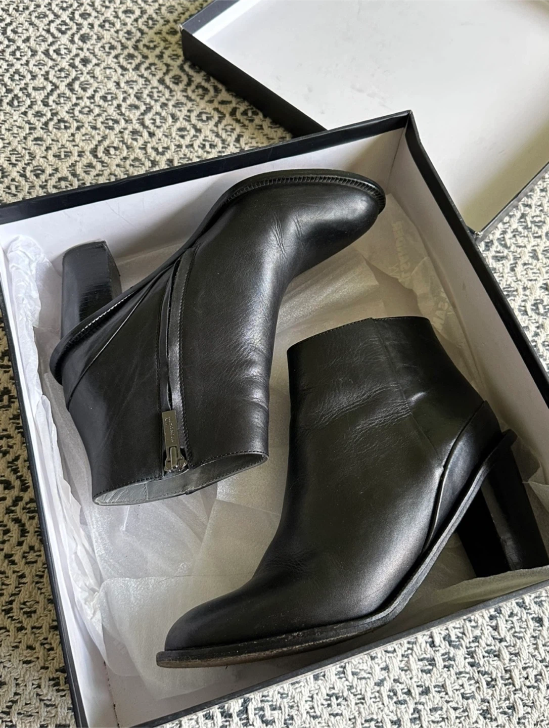 Jil Sander Nixo Black Leather Ankle Boots Size 6.5-7 (*narrow)