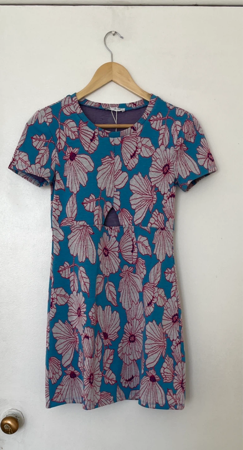 Zara NWT Blue floral mini dress with cutout - photo 3