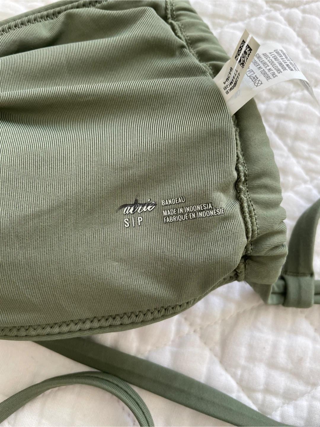 NWT Aerie Ruched Bandeau Bikini Top Olive Green Size S - photo 4