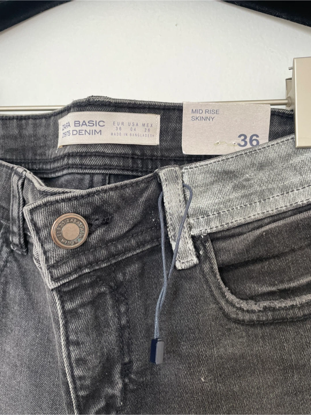 NWT ZARA BASIC Mid Rise Skinny Jeans - Size 36 - Grey - photo 3