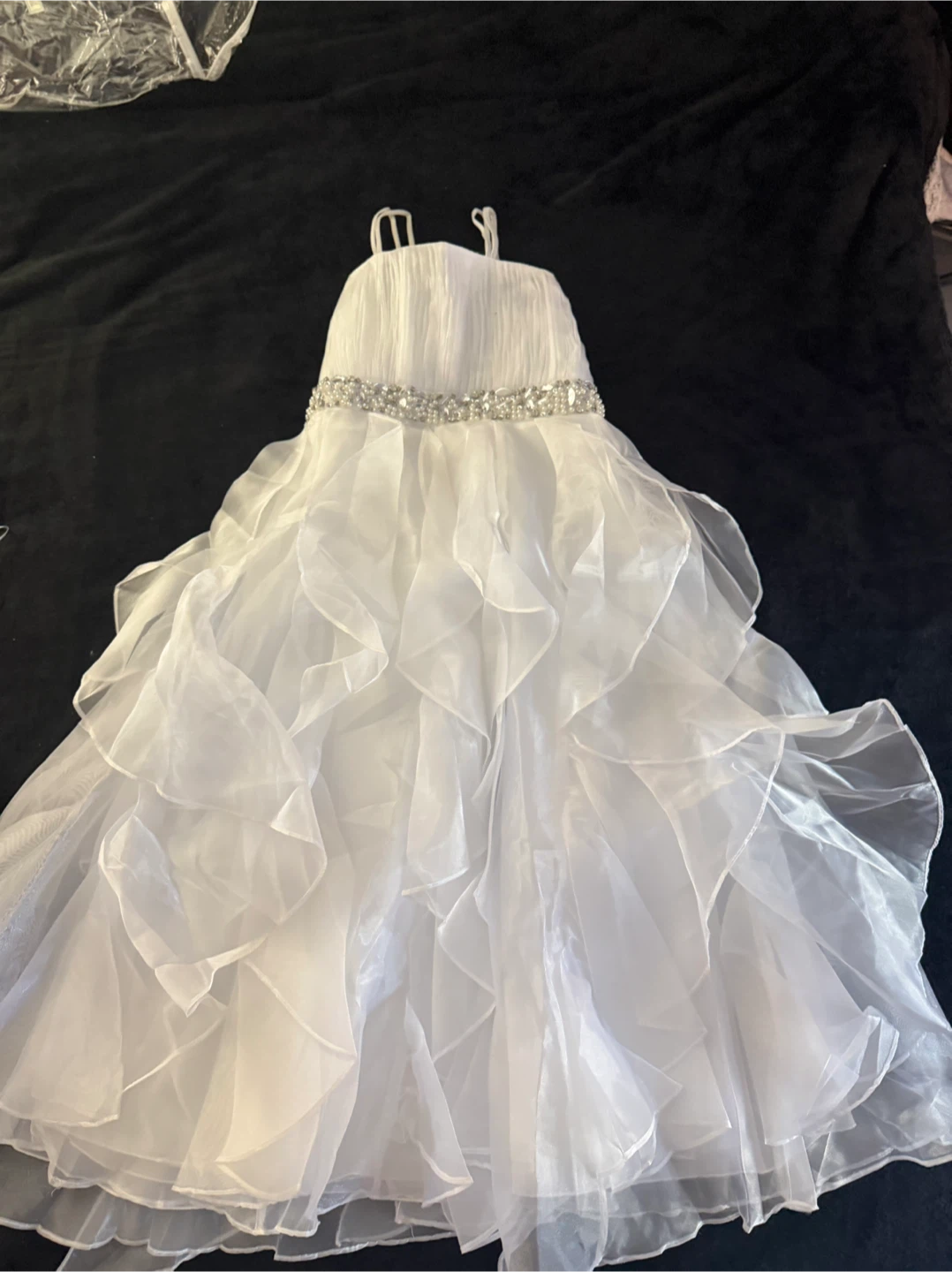 White Beaded Flower Girl Dress & Free heels