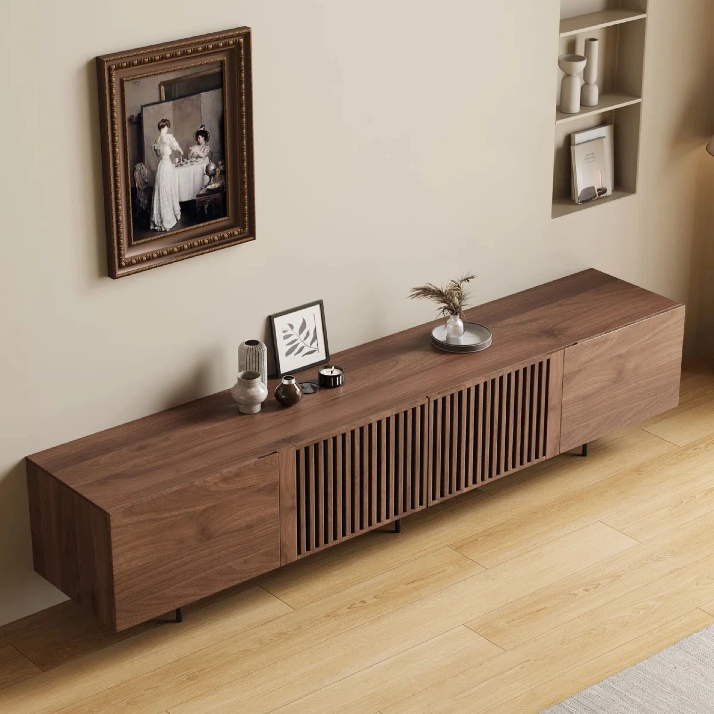 BRAND NEW IN BOX Wooden Media Console with Slat Doors - photo 3