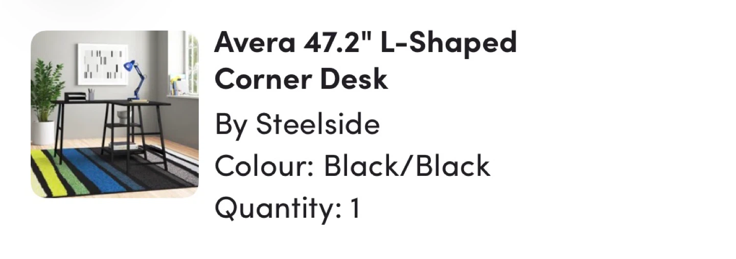 L-Shaped Corner Desk - Black