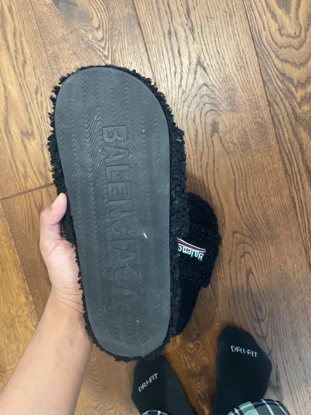 Balenciaga Black Fuzzy Slides - photo 3