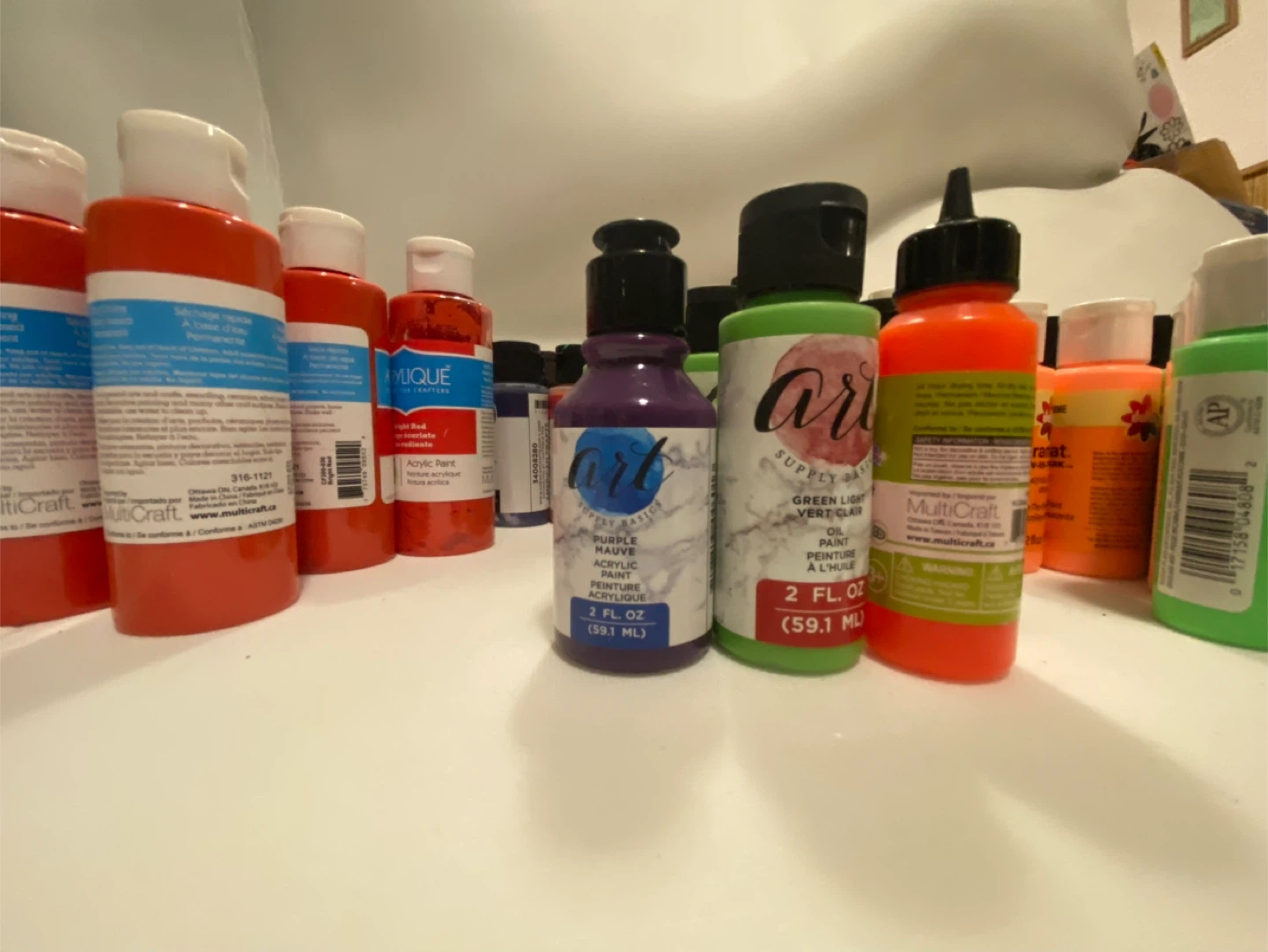 Assorted Craft Acrylic Paints & Fabric Paint