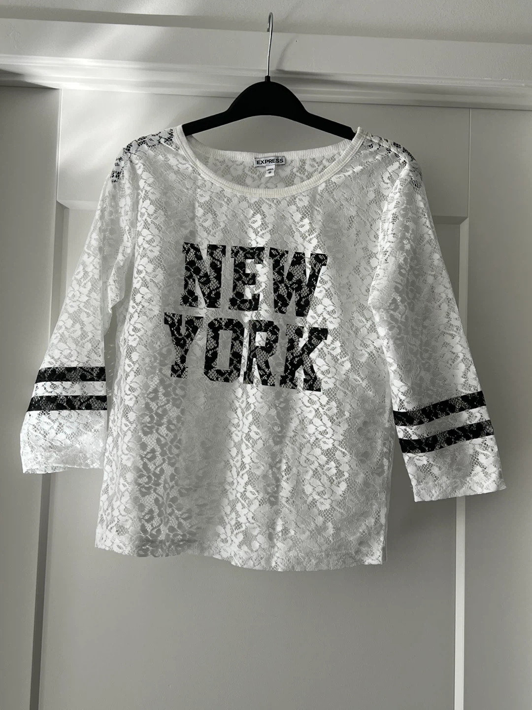 Express White "New York" Lace Top