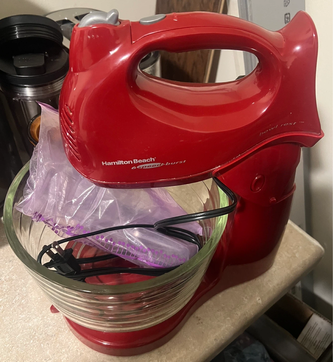 Hamilton Beach Red 6 Speed Hand Mixer with Bowl