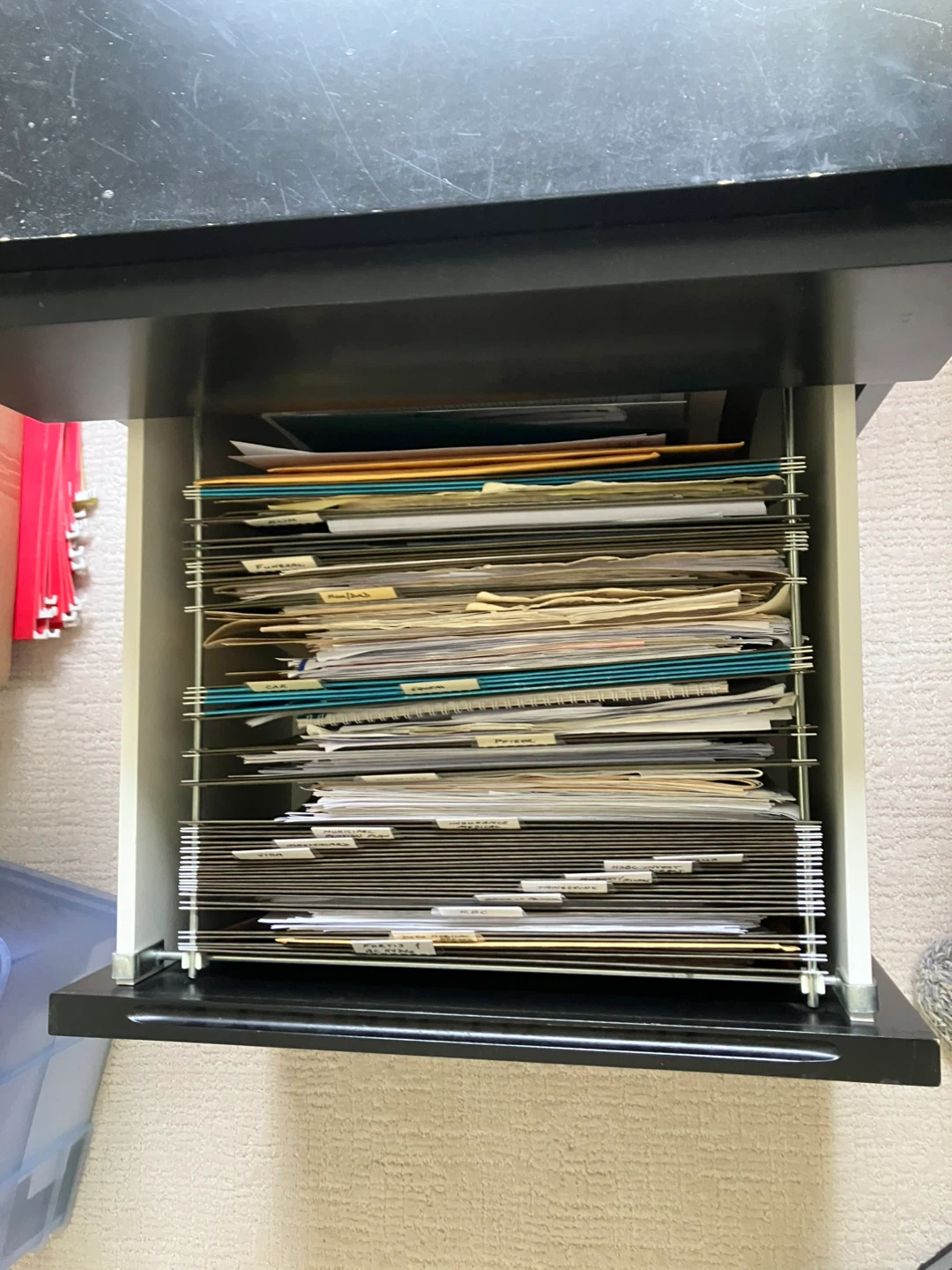 Black filing cabinet drawer with hanging file holders - photo 3