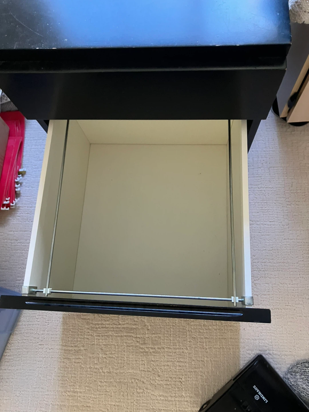 Black filing cabinet drawer with hanging file holders - photo 2