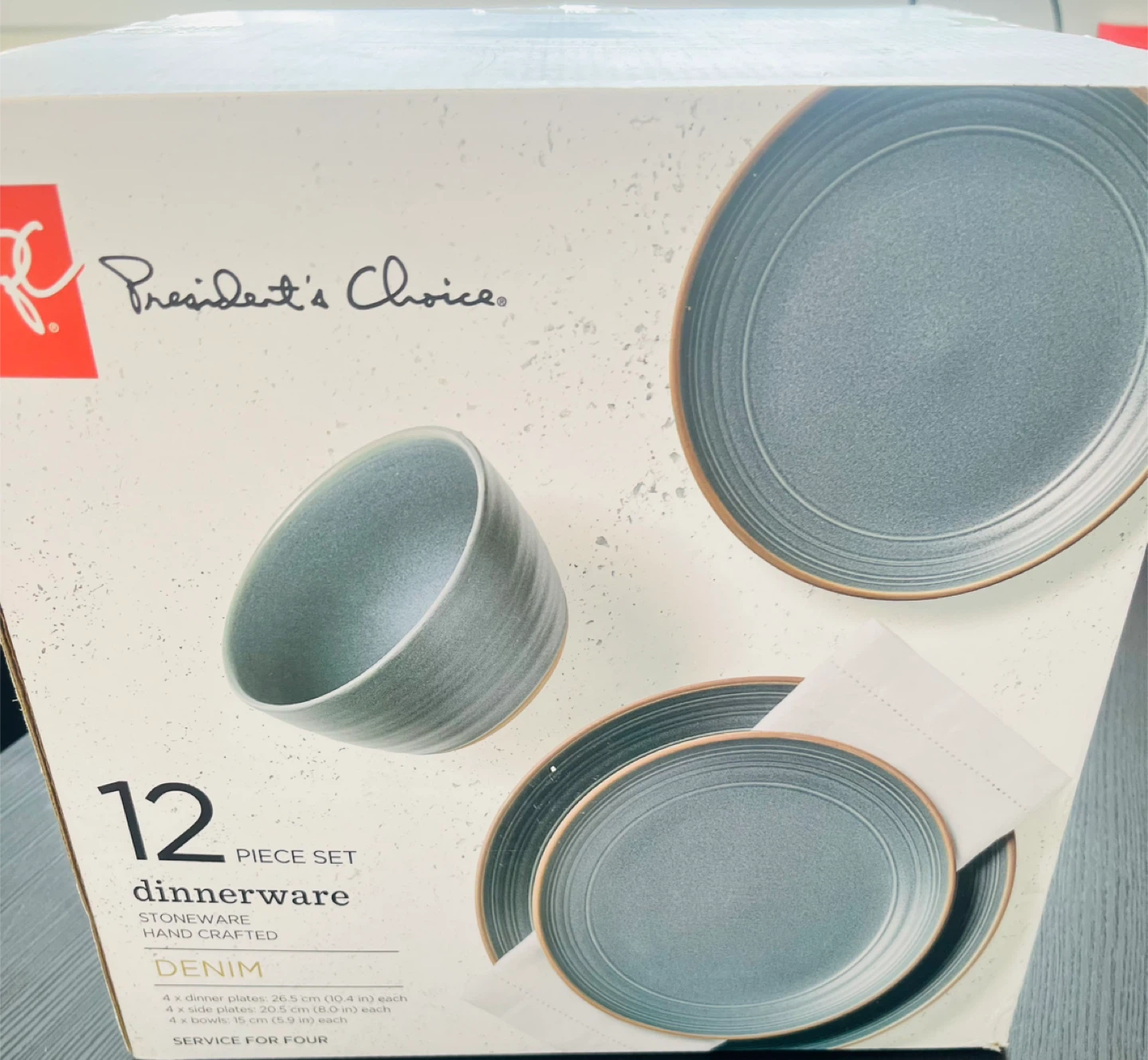 President's Choice 12-Piece Denim Stoneware Dinnerware Set