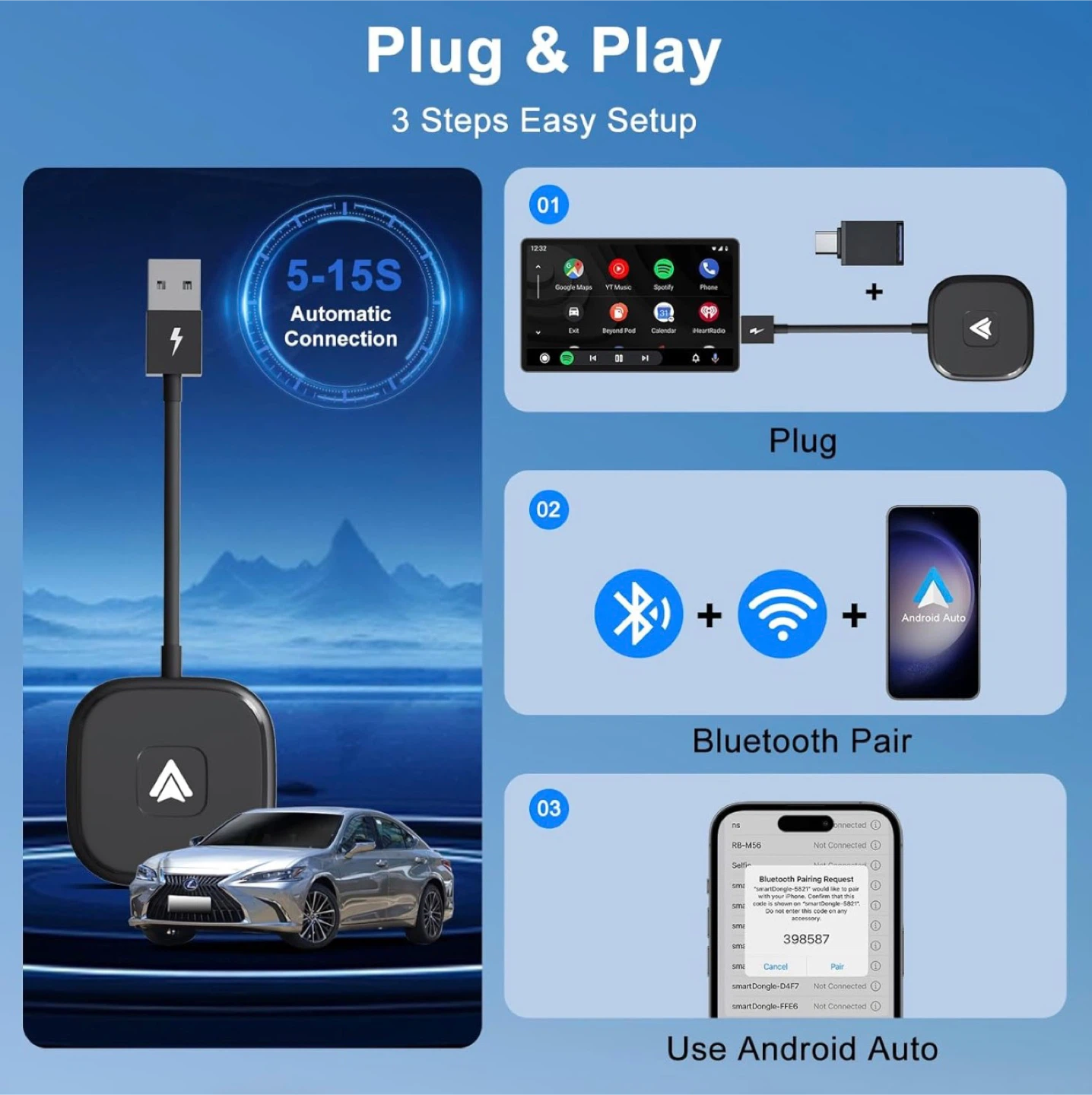 Wireless Android play for Auto Adapter Dongle - Plug & Play - photo 5