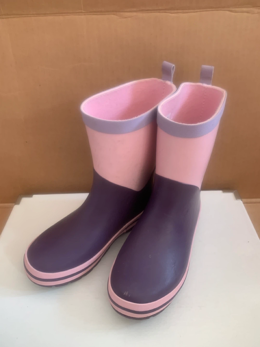 George Pink and Purple Rain Boots Size 13