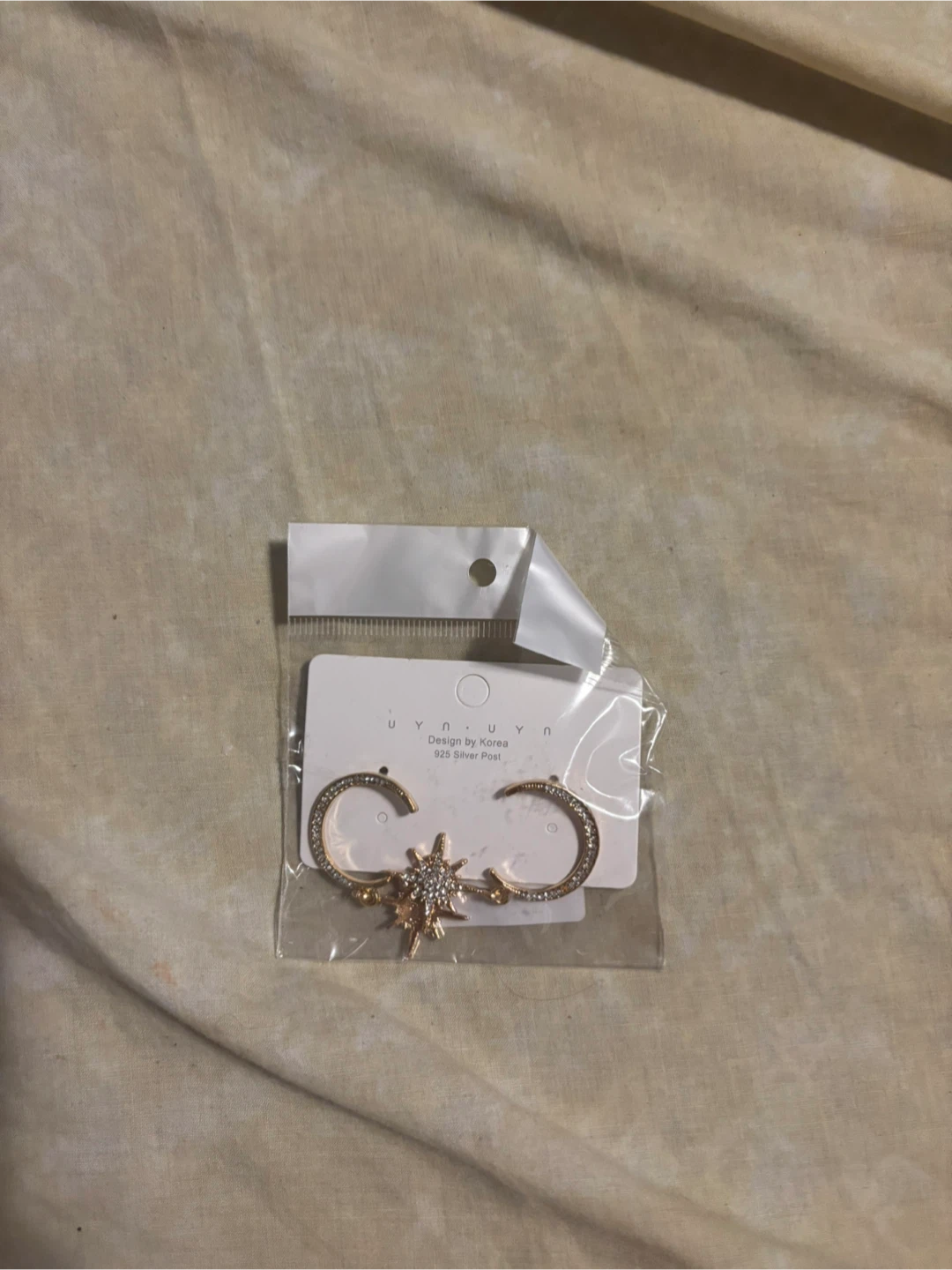 Gold Hoop Earrings with Starburst