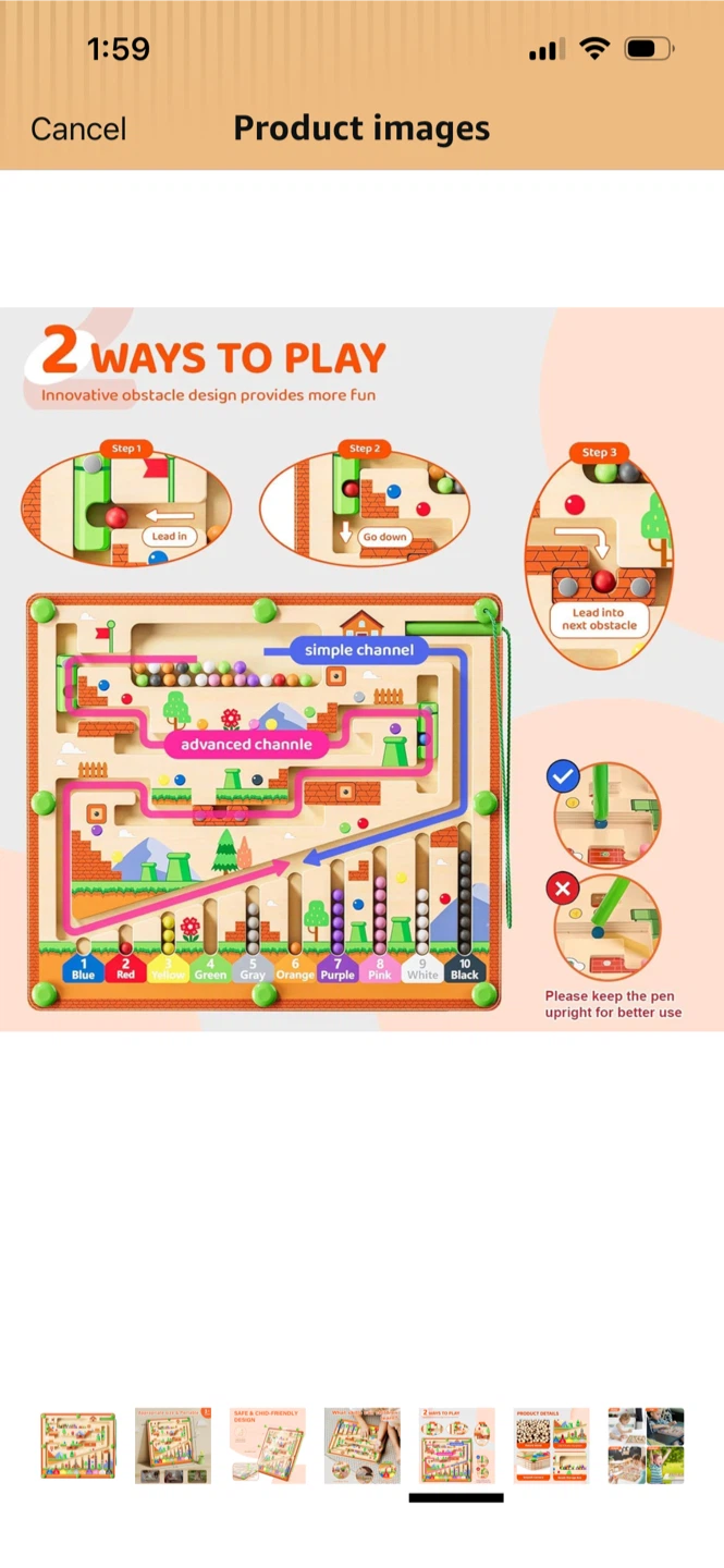 New/Wooden Bead Maze Activity Board! - photo 4