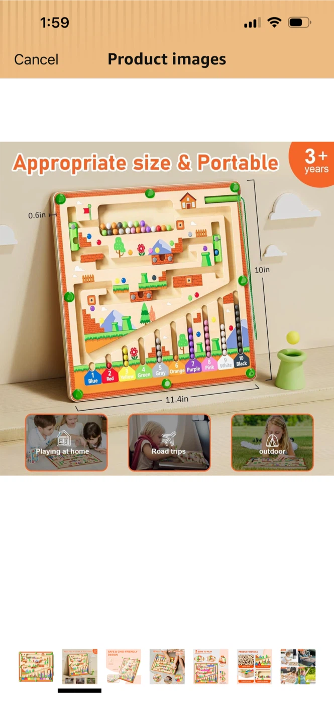 New/Wooden Bead Maze Activity Board! - photo 5