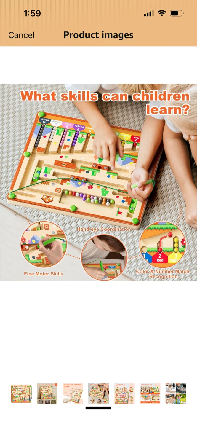 New/Wooden Bead Maze Activity Board! - photo 3