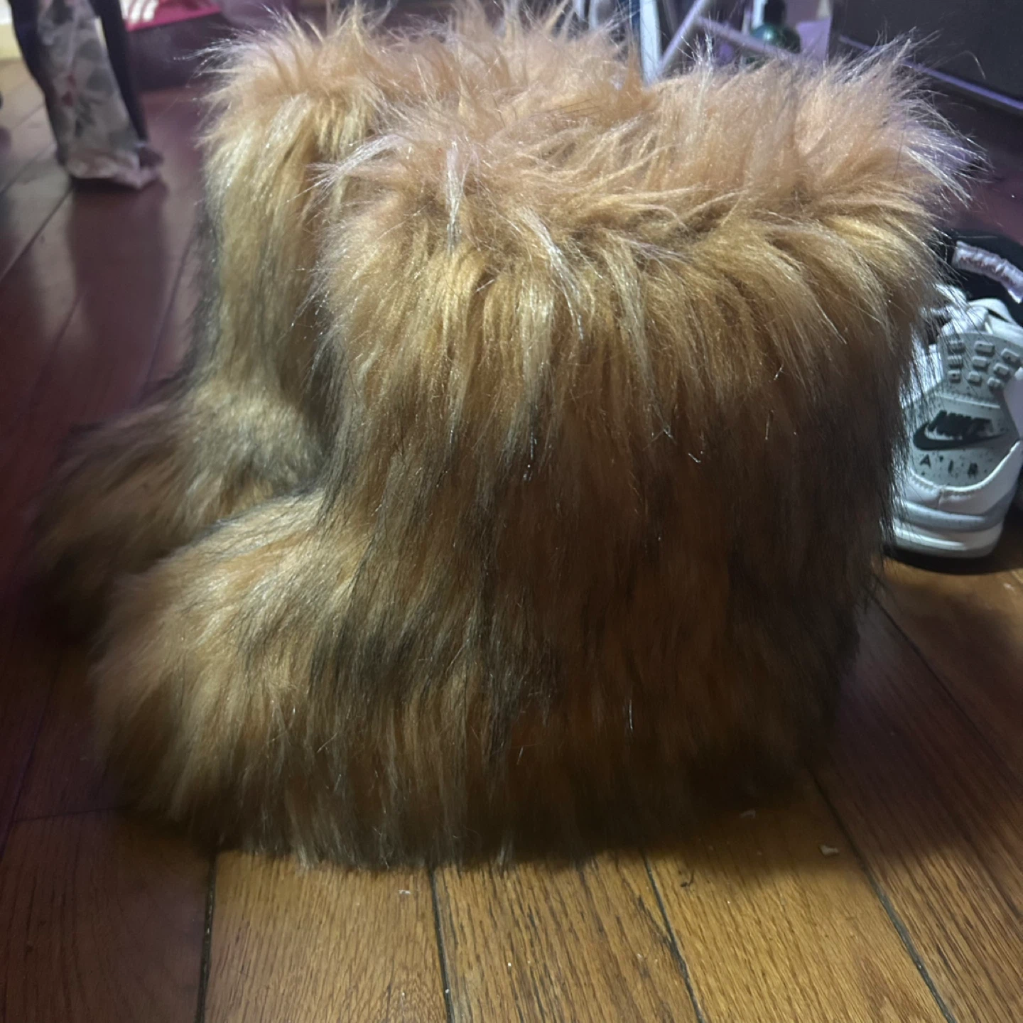 Fuzzy Faux Fur Boots - Brown