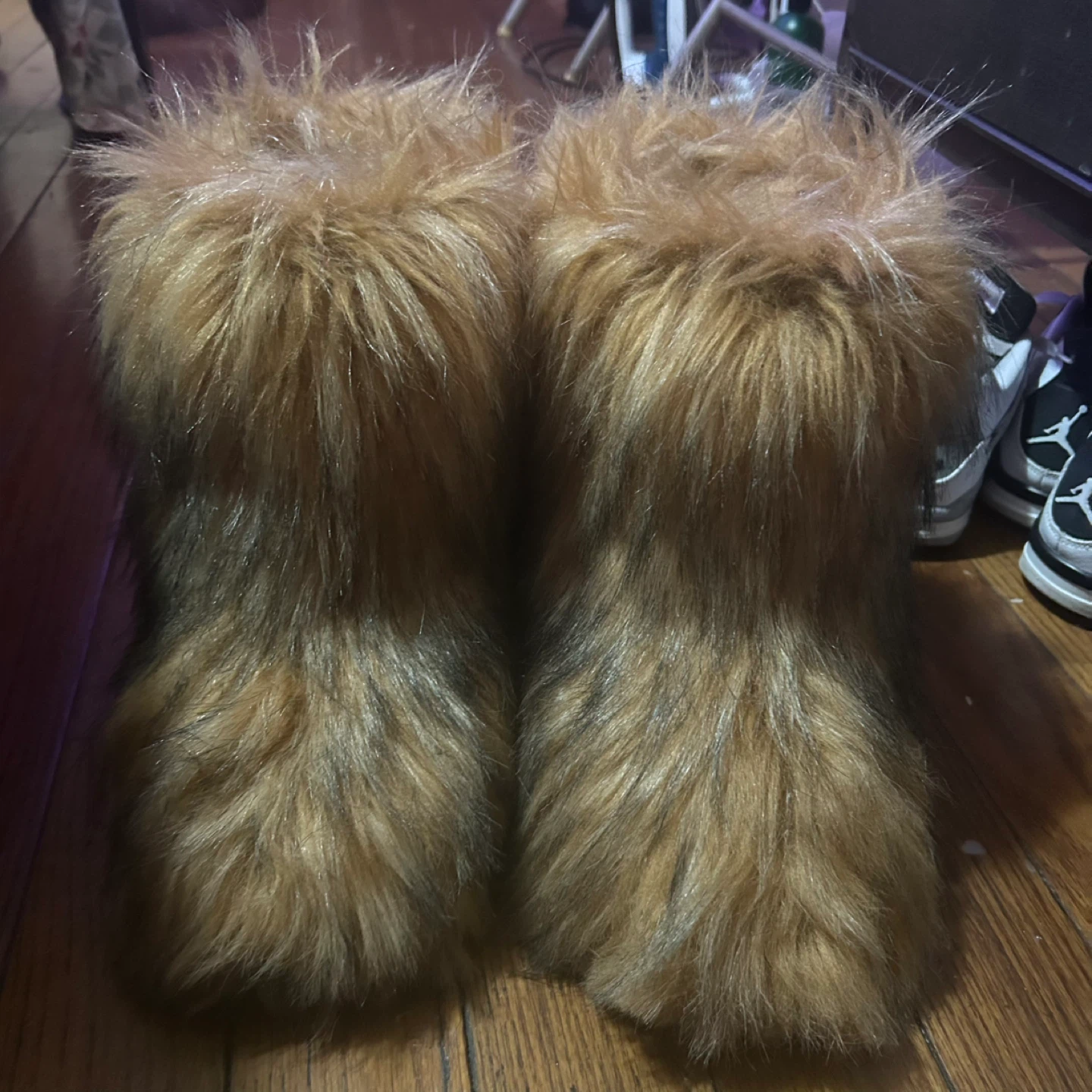 Fuzzy Faux Fur Boots - Brown - photo 2