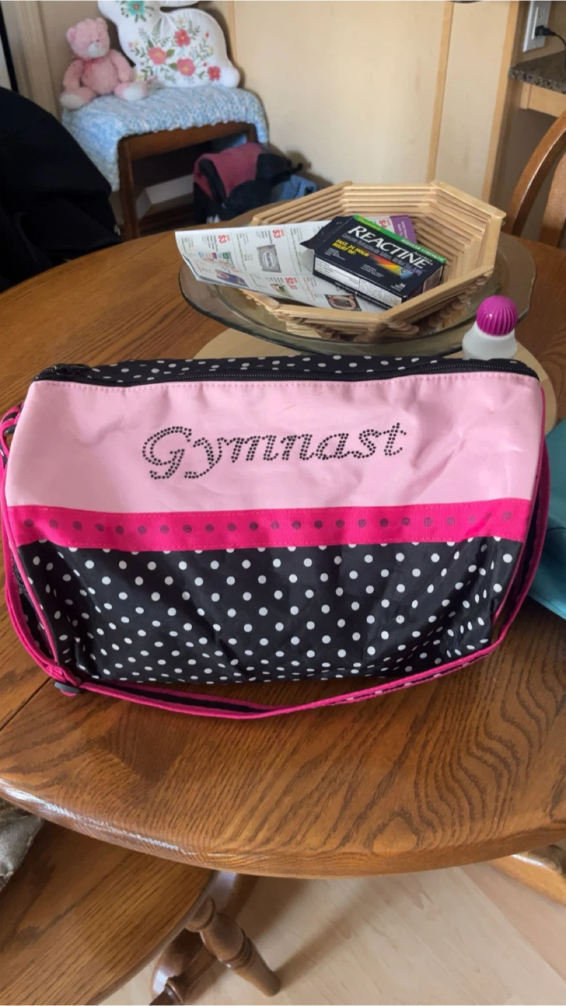 Girls' Gymnast Duffel Bag Pink Black White Polka Dot
