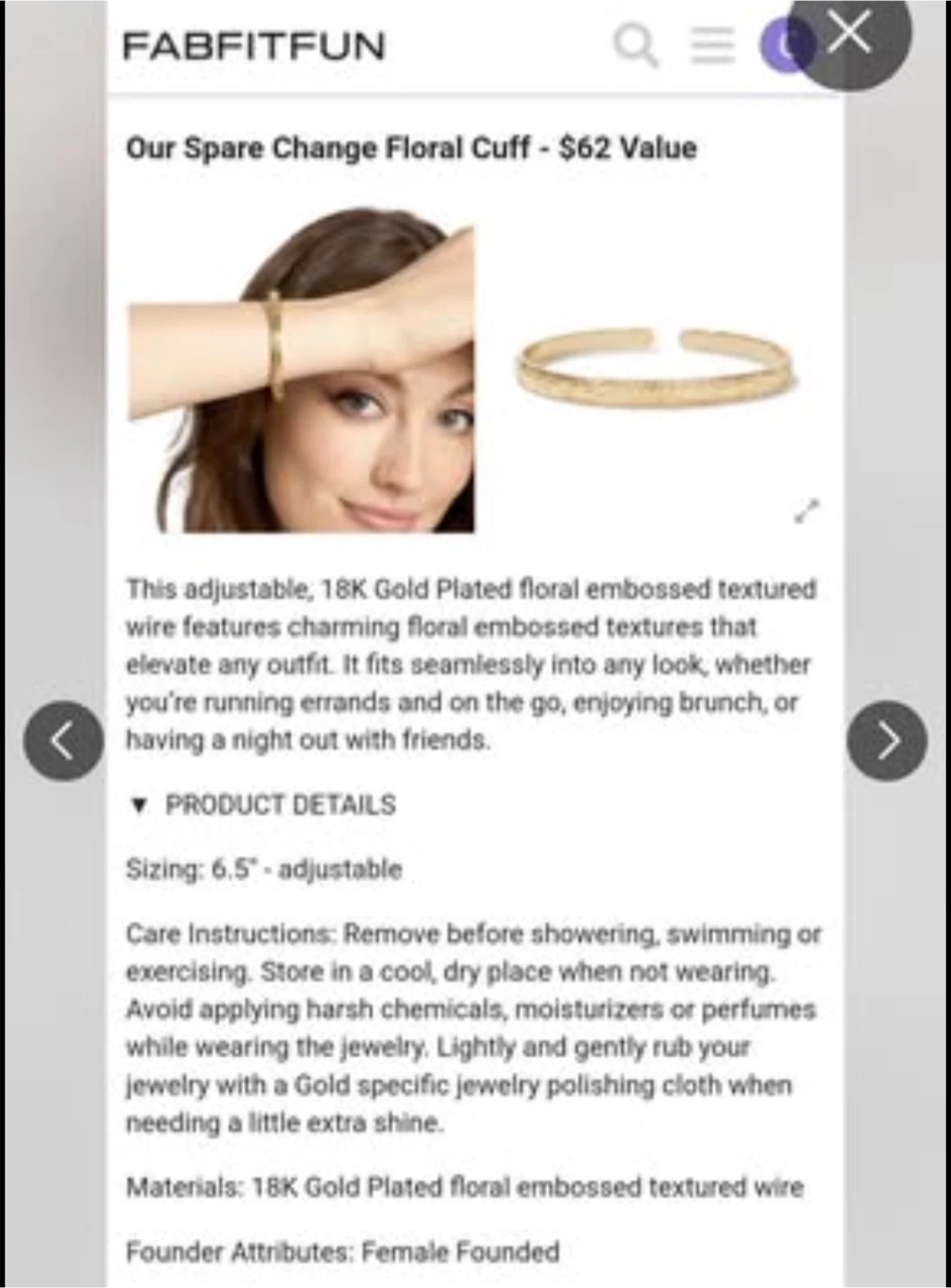 Our Spare Change Floral Cuff Bracelet - 18K Gold Plated - photo 4