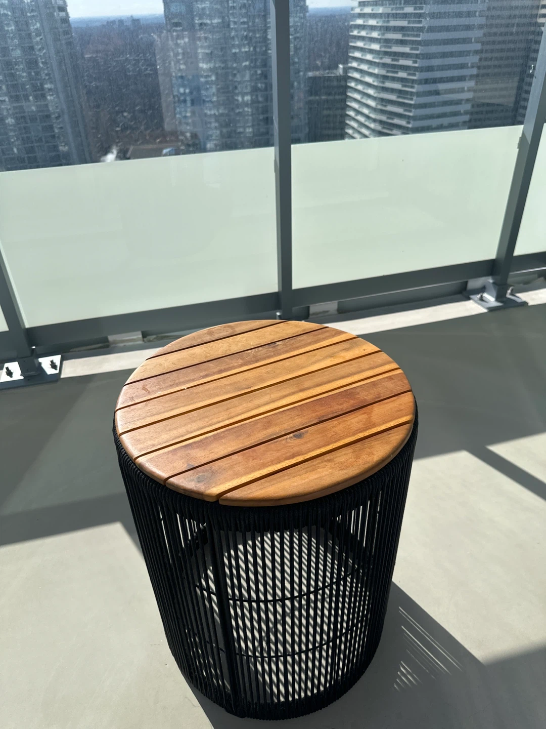 Round Wood Top Side Table
