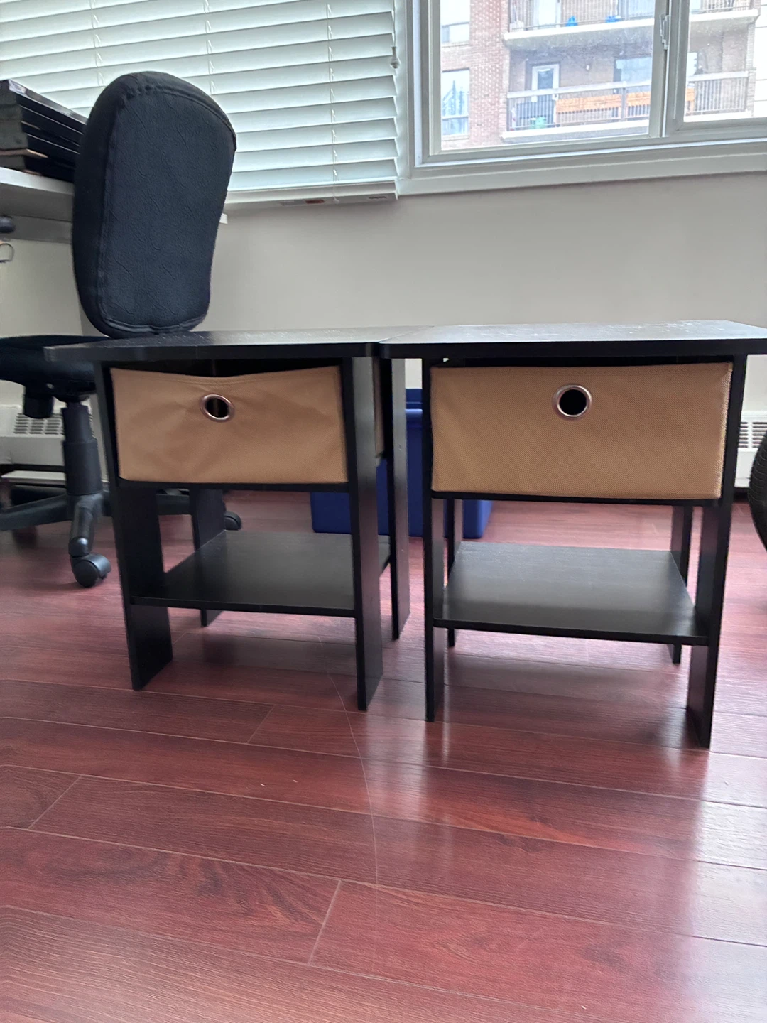 Black Side Table with Storage Drawer
