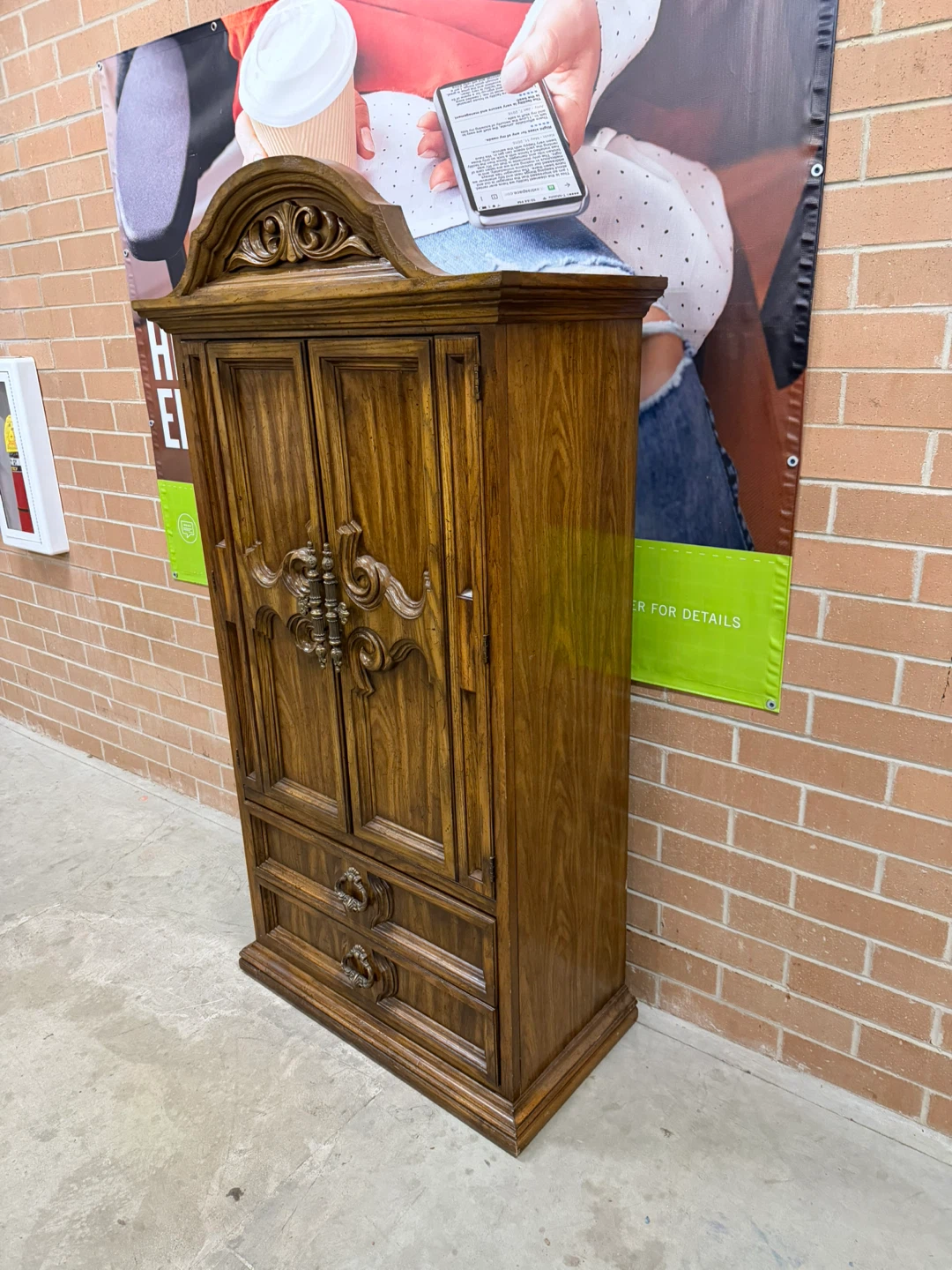 Vintage Wooden Armoire with Drawers - photo 4
